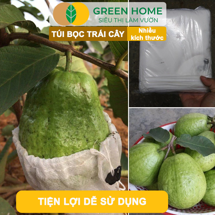 10 Túi Bọc Hoa Quả GreenHome, Ổi Bưởi Xoài Na Mướp (Có Nút Cài), Sử Dụng 3-5 Năm, Nhiều Kích Thước