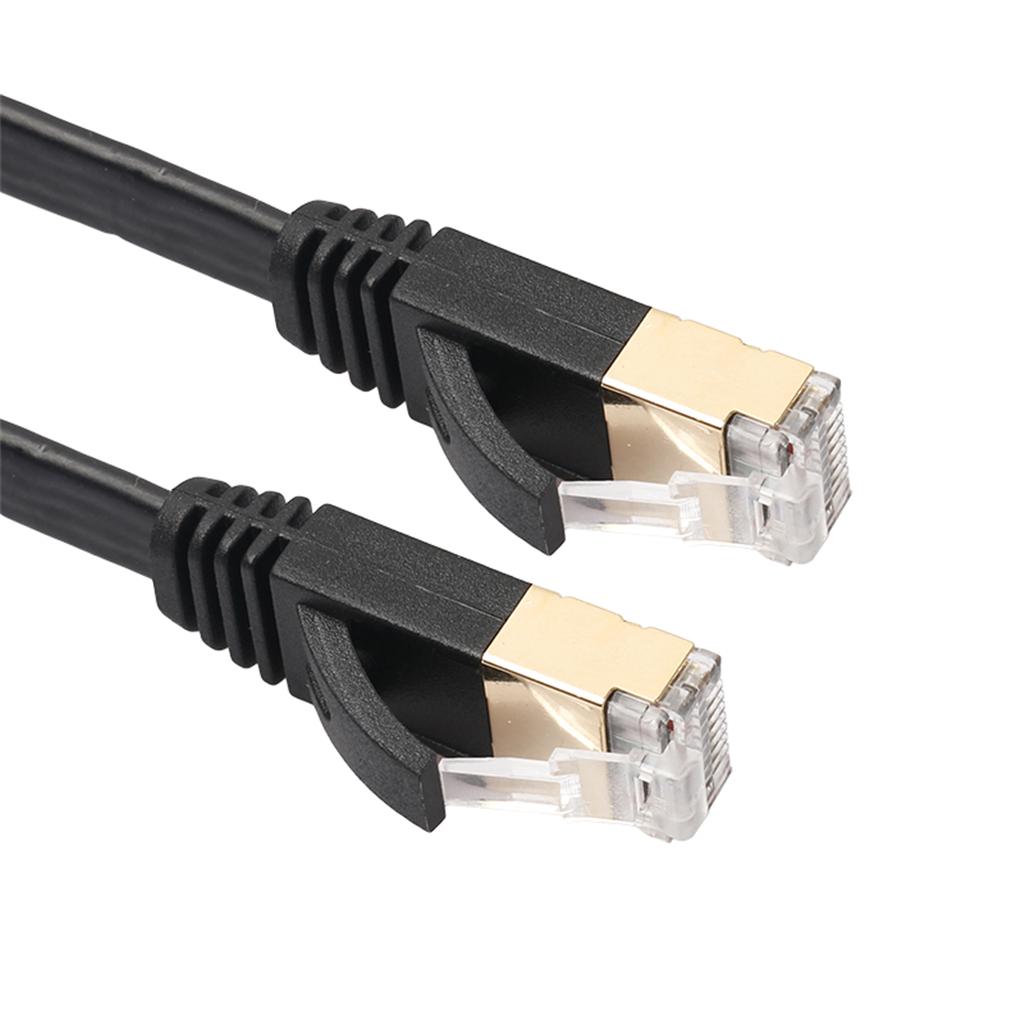 Gold Plated RJ45 Flat Cat7 Ethernet 10Gbps SSTP Network LAN Cable Lot 1m-15m