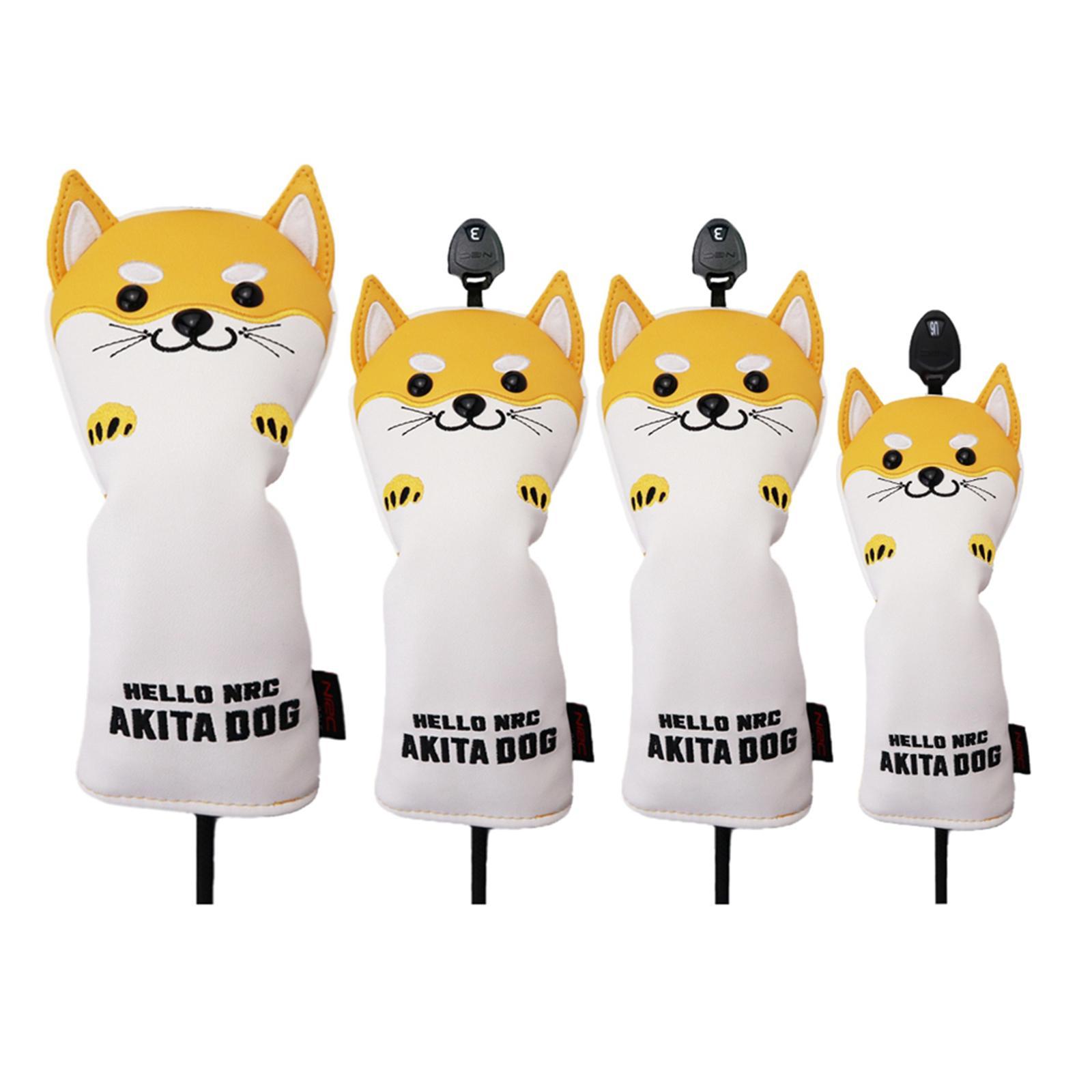 2pcs Durable Golf Driver Head Cover Woods +UT  Cute  Inu