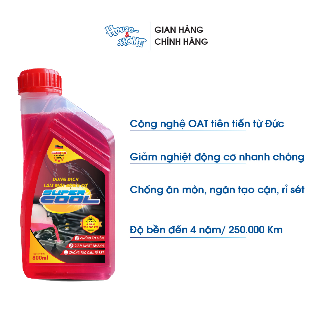 Nước làm mát động cơ oto Super Cool màu hồng dung tích 800ml