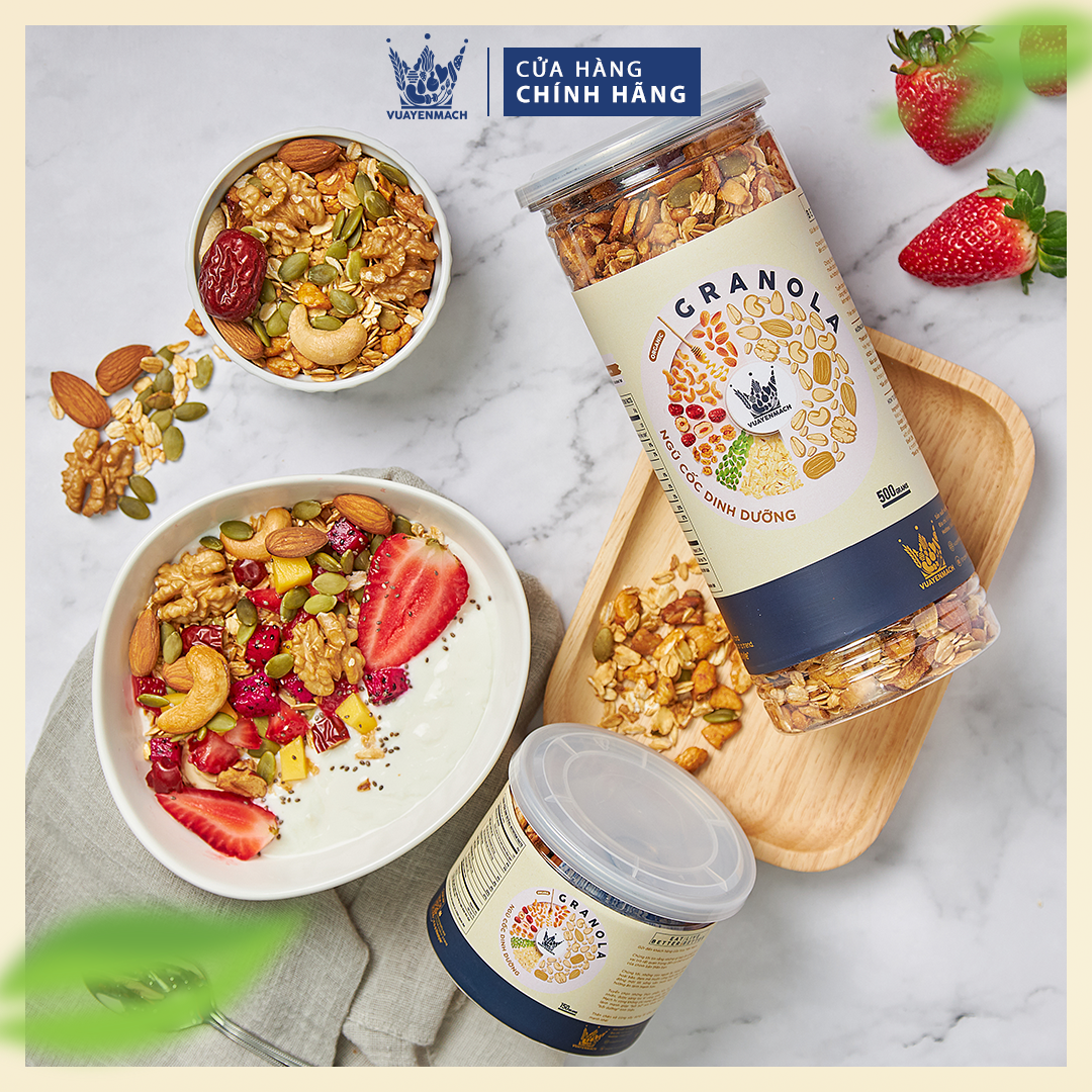 Ngũ cốc dinh dưỡng Granola Thượng hạng VUA YẾN MẠCH Eatclean Ăn Kiêng Healthy Food 250gr