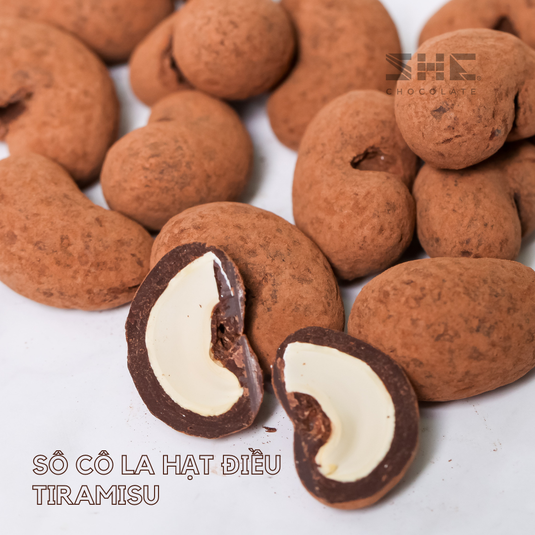 Socola Hạt điều Tiramisu - Hũ 100g - SHE Chocolate - Tốt cho sức khỏe - Quà tặng người thân, dịp lễ, thích hợp ăn vặt