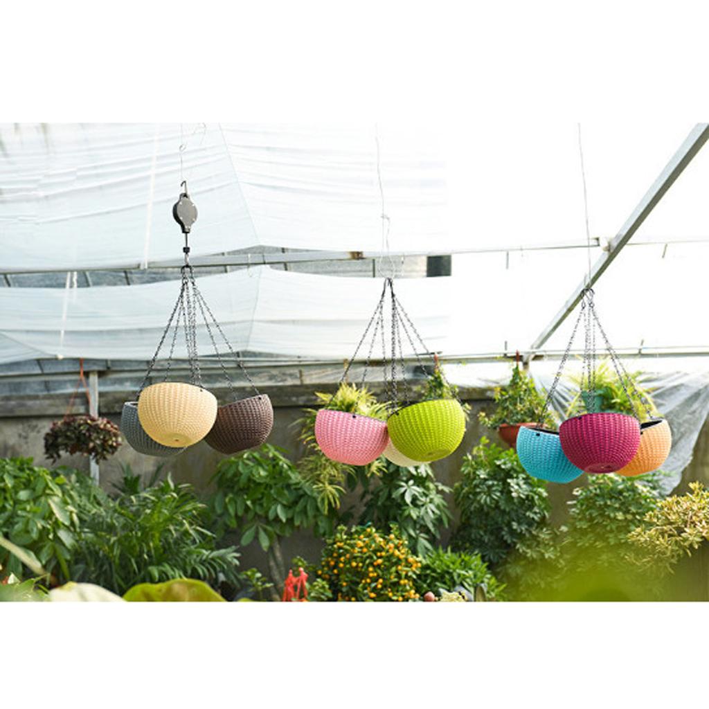 2xPlastic Hanging Flower Pot Planter Basket for Plant Holder+Chain White- S