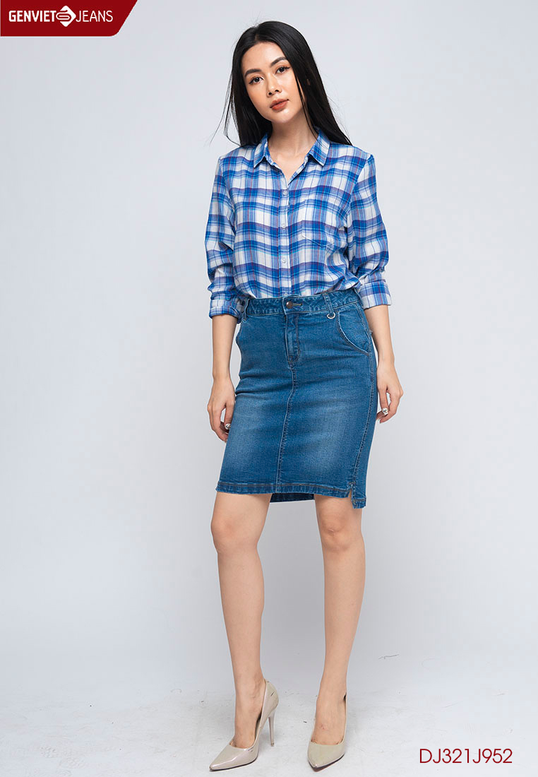 Chân Váy Jeans Nữ DJ321J952 GENVIET