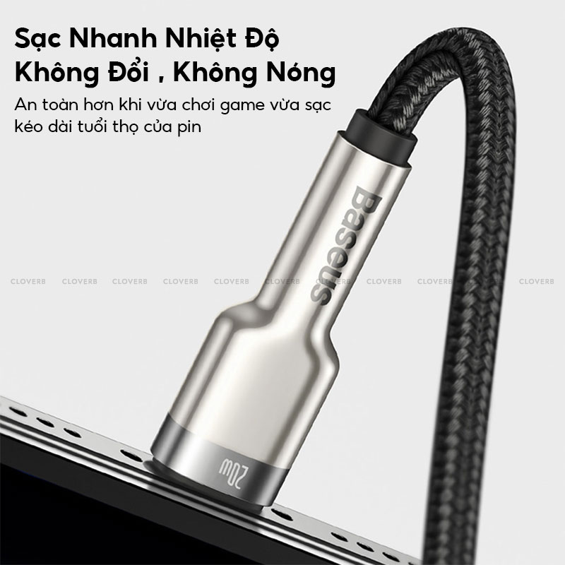 Dây Sạc Nhanh 20w Baseus Cafule Series Metal Data Cable Type-c To Ip Cho iPhone | Hàng Chính Hãng