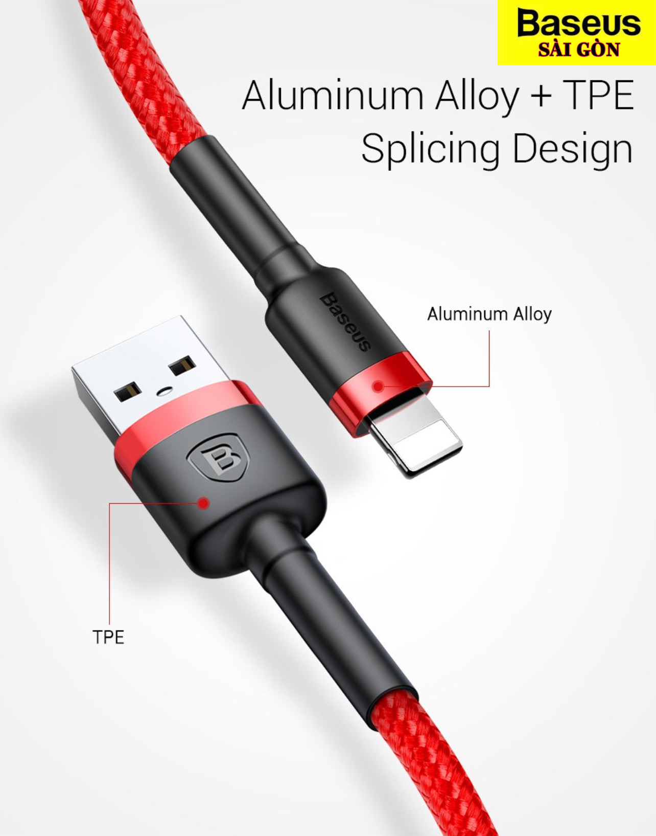 Cáp sạc Baseus Cafule Series nhanh và truyền dữ liệu tốc độ cao Usb to IP 2.4A CALKLF- Hàng chính hãng