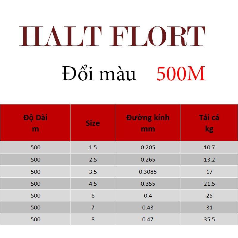 Cước câu cá đổi màu dây câu cá Nylon Halt Flort 500m