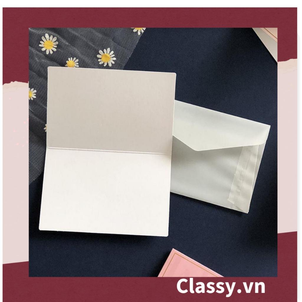 Thiệp Cổ điển Vintage tối giản, giấy art sang trọng kèm phong bì giấy lụa trong suốt và nhãn dán Sticker Classy Q679