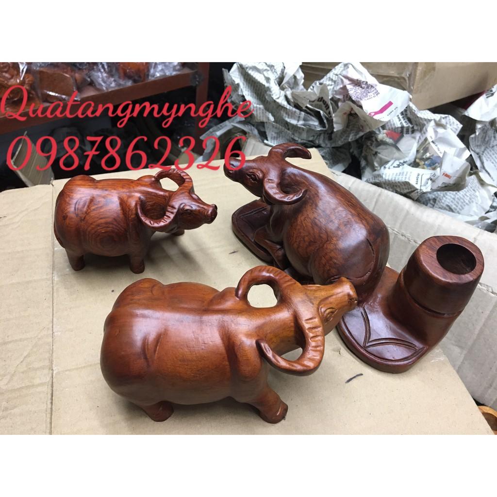 Tượng trâu gỗ hương nguyên khối