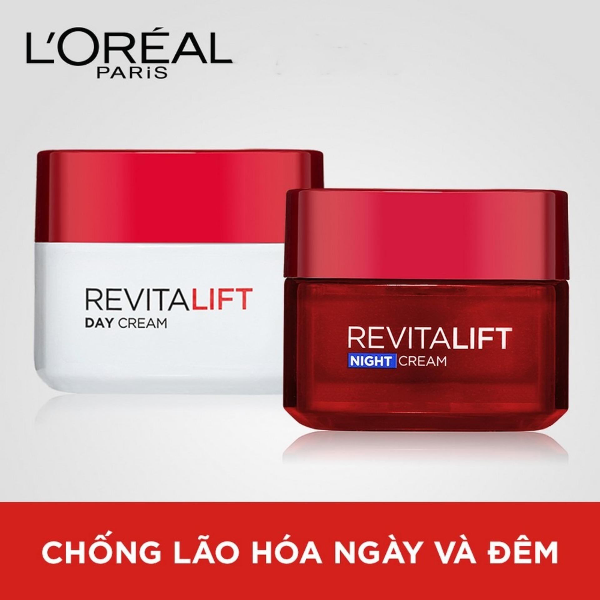 Bộ Kem Dưỡng Chống Lão Hoá Giảm Nếp Nhăn Ngày Và Đêm L'Oreal Paris Revitalift 50ml