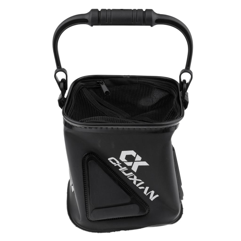 Collapsible Folding Fishing Bucket Outdoor Camping Panic Water Bucket Black