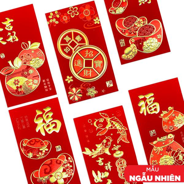 Bộ 6 Bao Lì Xì Nhũ Tết Bính Ngọ 2026 - H7.2 - Mẫu Ngẫu Nhiên