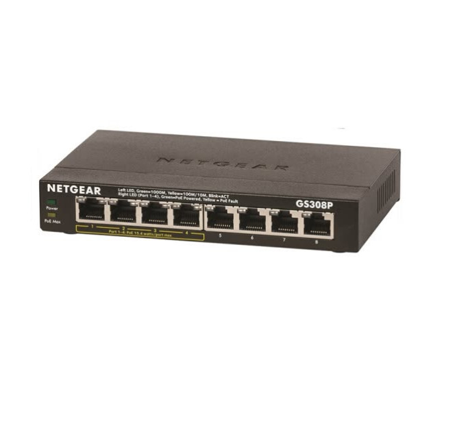 Thiết Bị Chuyển Mạch 8 Cổng Switch NETGEAR GS308P 8-Port Gigabit Ethernet Unmanaged With 4 Port PoE - Hàng Chính Hãng