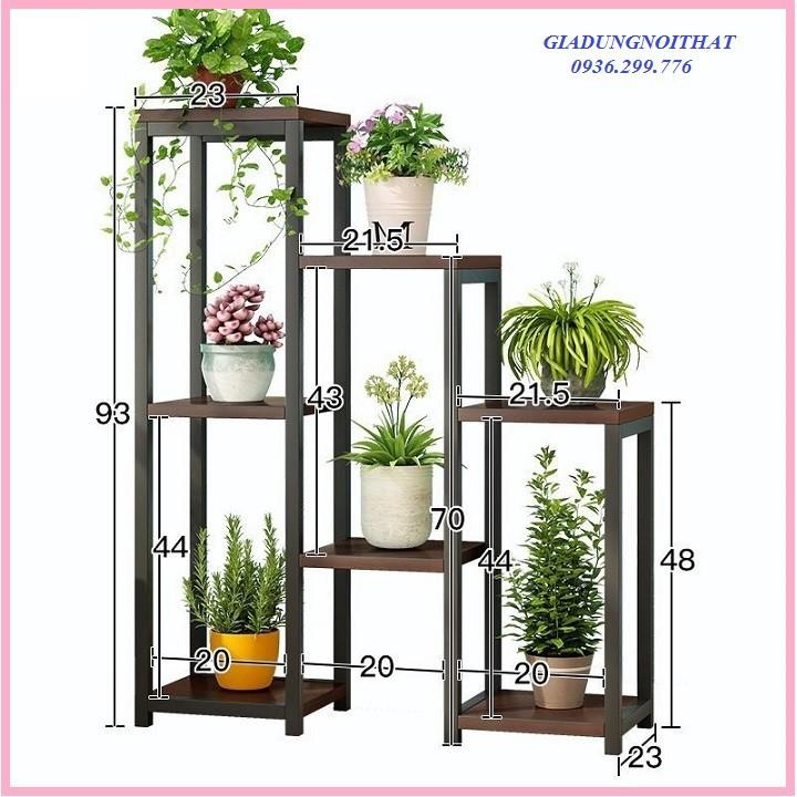 Giá kệ cây cảnh 7 tầng khung sắt kệ gỗ