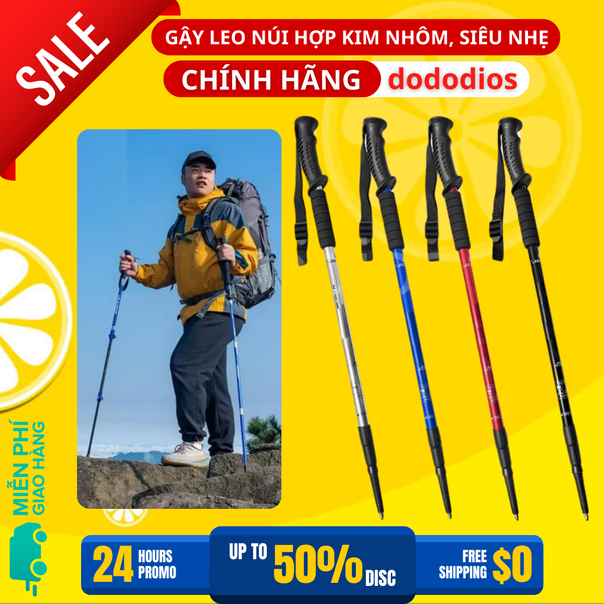 Gậy Leo Núi Trekking Đi Rừng, Dã Ngoại, Đi Phượt - Hàng chính hãng dododios