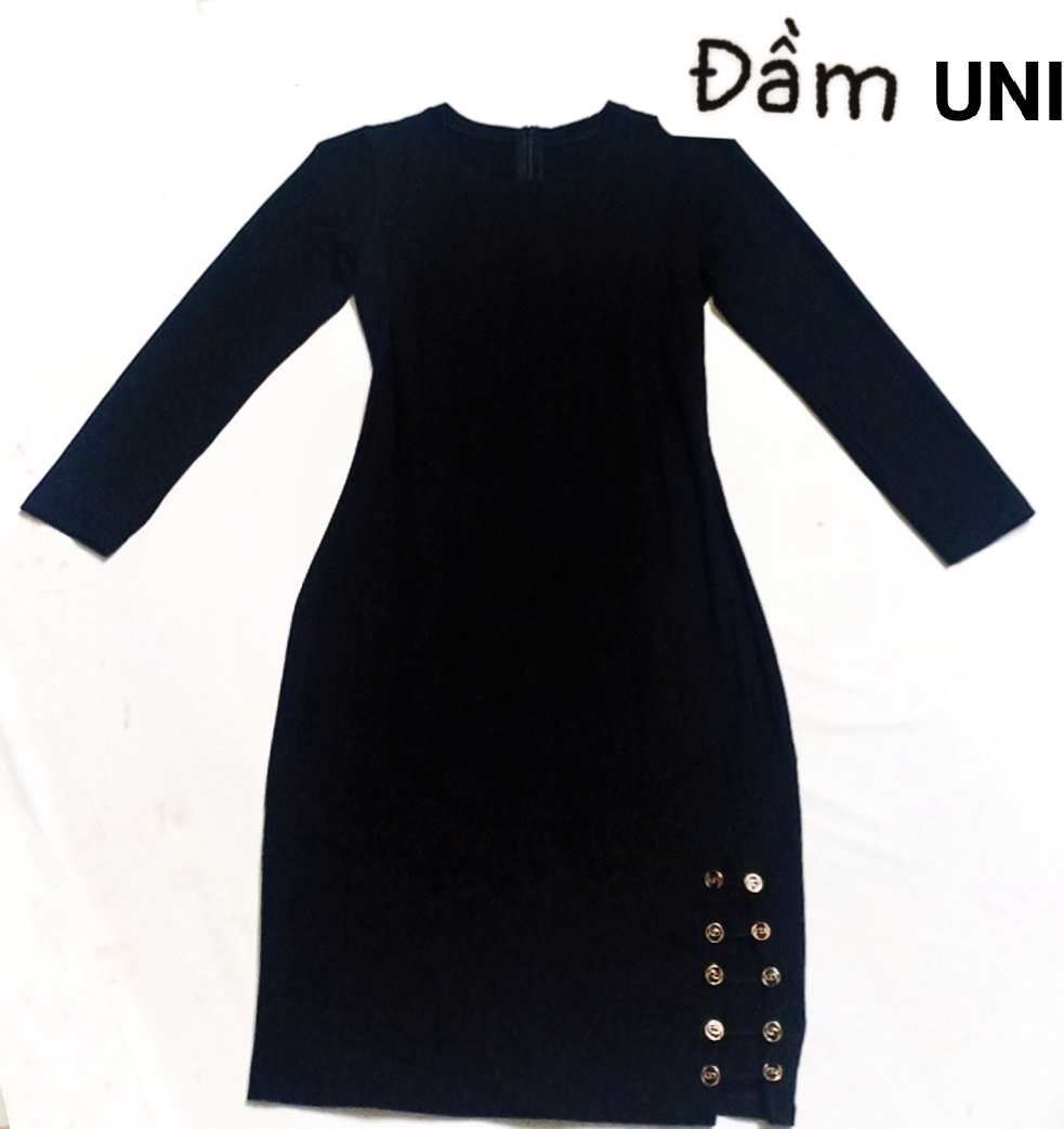Đầm Body Nữ - Váy Body Cổ Tròn Tay Dài Xẻ Đùi - Loại 1m