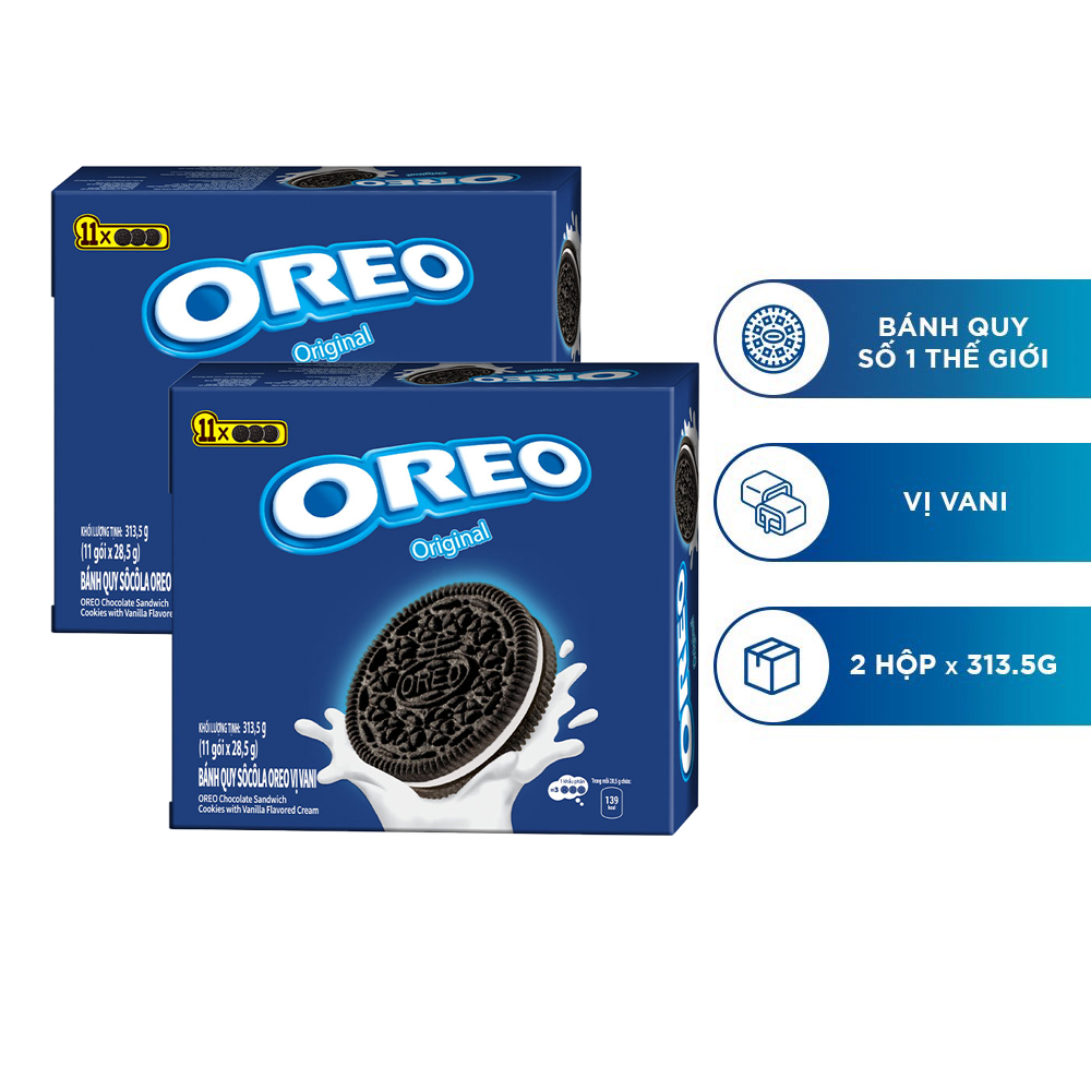 Combo 2 hộp Bánh quy OREO vị vani, hộp 313g