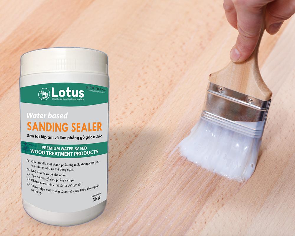 Sơn lót gỗ, lấp tim, làm phẳng mịn, không dung môi, hệ nước - Lotus acrylic sanding sealer for wood