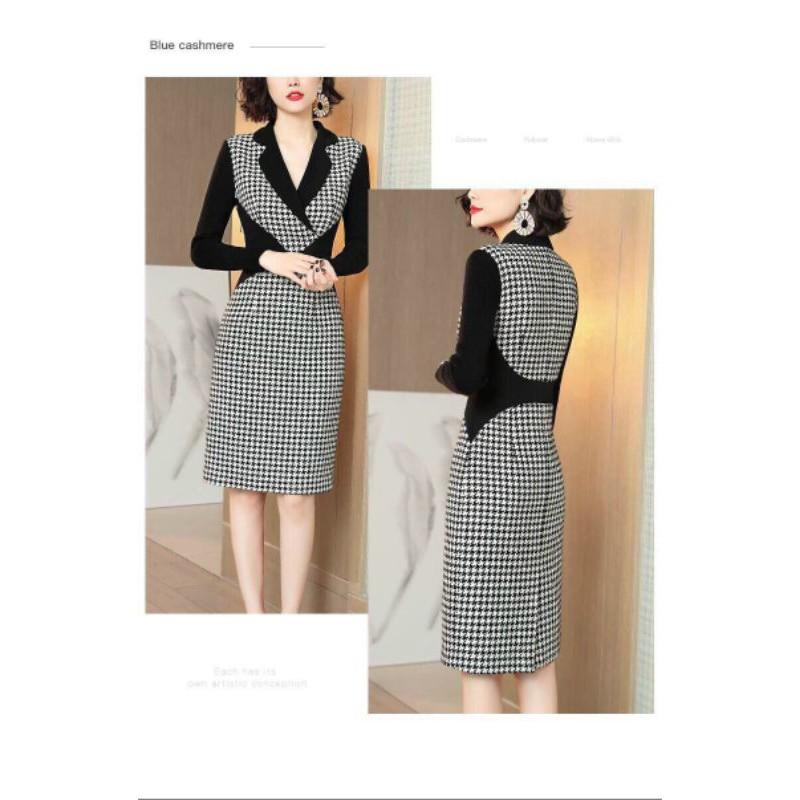 ĐẦM BODY CARO CỔ VEST CAO CẤP ( HÀNG NHẬP