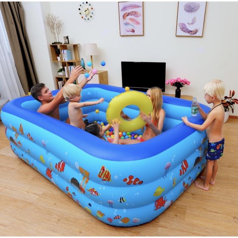 Bể bơi phao bơi cho bé 3 tầng - 180x130x63cm 3 tầng,không kèm bơm