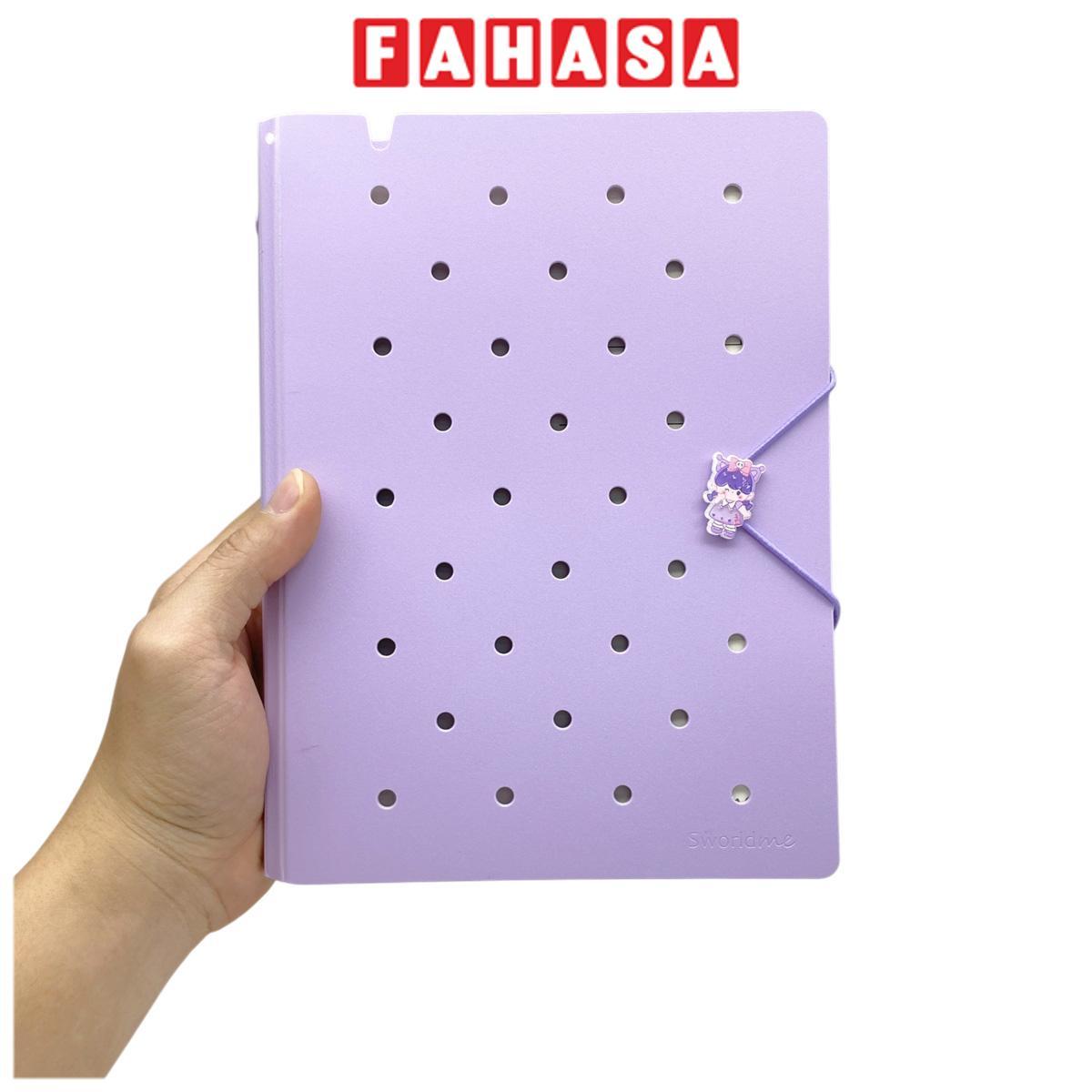 Sổ Còng Trang Trí A5 Bìa Cứng - 80 Trang - 6 Lỗ Charm Dây Tone Pastel - Sworld ST6191-PE - Purple