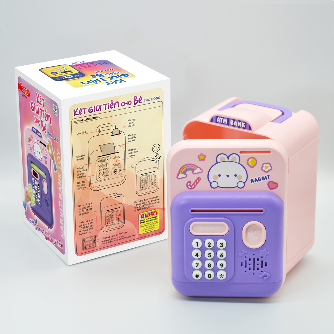 Đồ Chơi Két giữ tiền cho bé - Thỏ hồng DK81290 - Duka  ( Màu ngẫu nhiên )