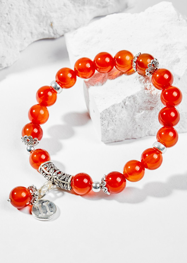 Vòng Tay Phong Thủy Nữ Đá Mã Não Đỏ Phối Charm Cung Hoàng Đạo Song Tử  Mệnh Hỏa, Thổ Ngọc Quý Gemstones