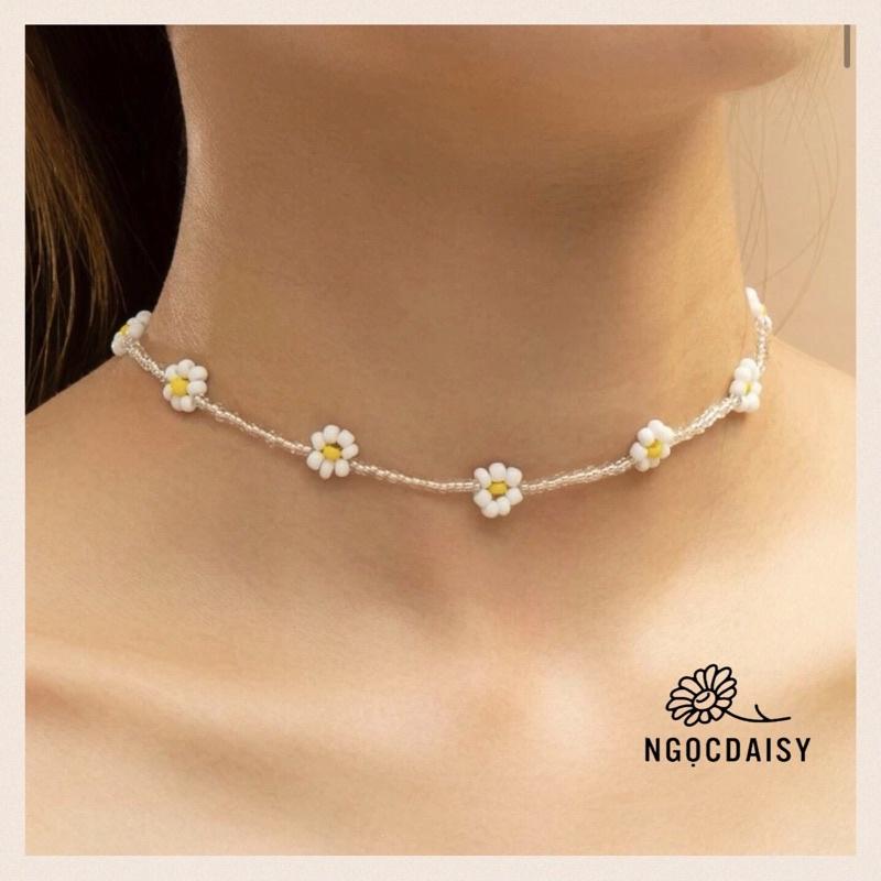 N71 Vòng tay, dây chuyền , Nhẫn handmade hoa cúc trắng đục Daisy phong cách Hàn Quốc xinh xắn