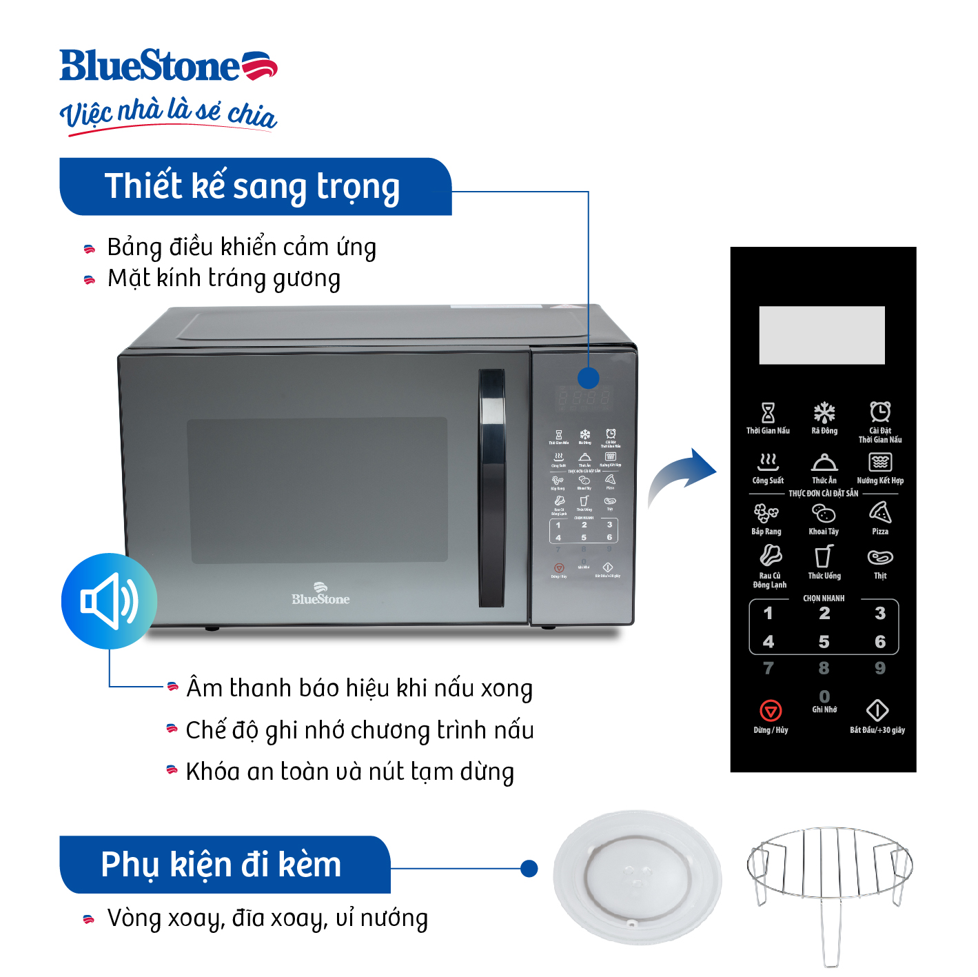 Lò Vi Sóng Có Nướng BlueStone MOB-7833 ( 25 Lít) - Hàng chính hãng