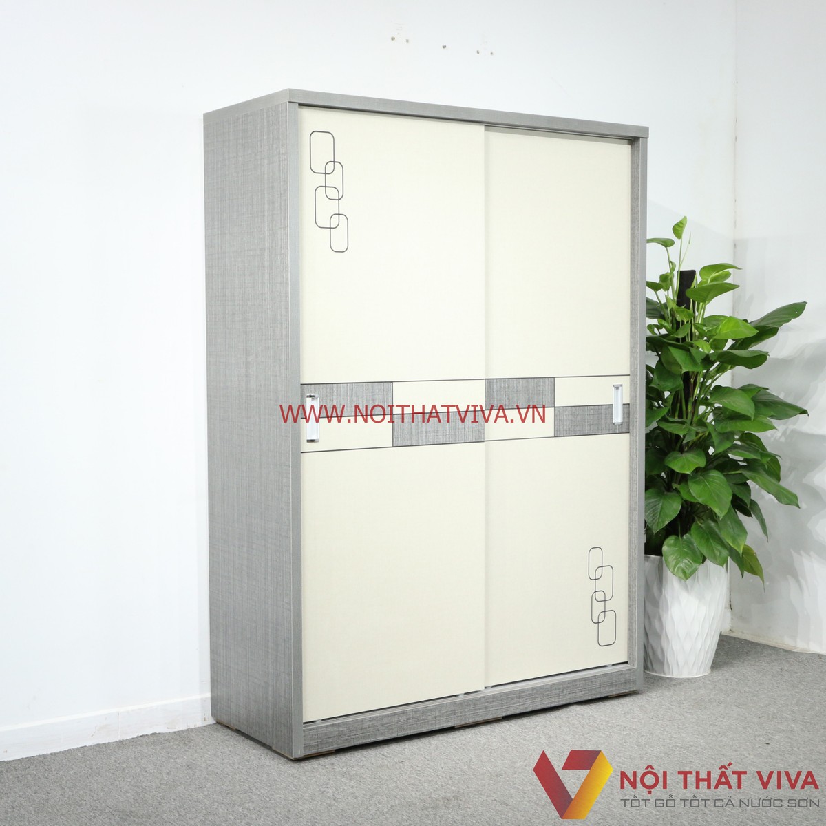 Tủ Quần Áo 2 Cánh Cửa Lùa Gỗ MDF Màu Vải Chạy Chỉ Chạm Họa Tiết Tinh Xảo Đẹp