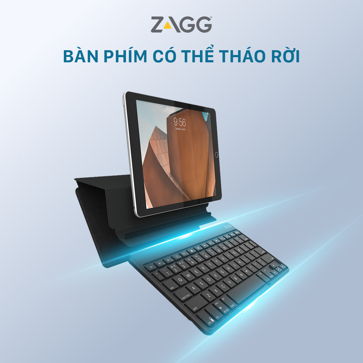 Bàn phím Bluetooth ZAGG 7 màu Backlit Keyboard - Fabric Stand Flex - Hàng chính hãng