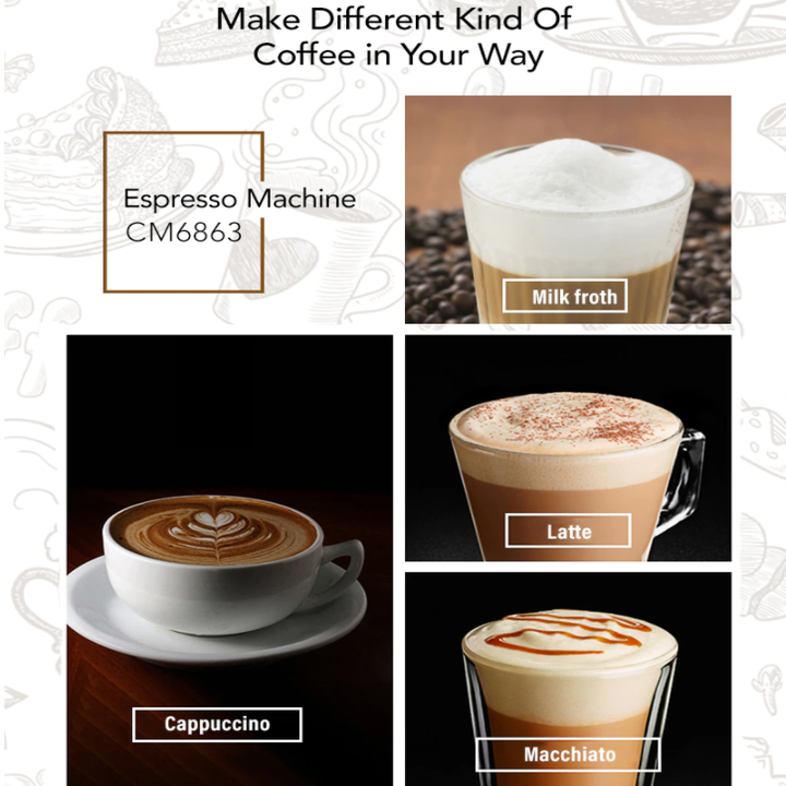 Máy pha cà phê Espresso BioloMix CM6863 Công suất đầu vào: 850 (W) Dung tích bình đựng nước : 1.6L - HÀNG CHÍNH HÃNG