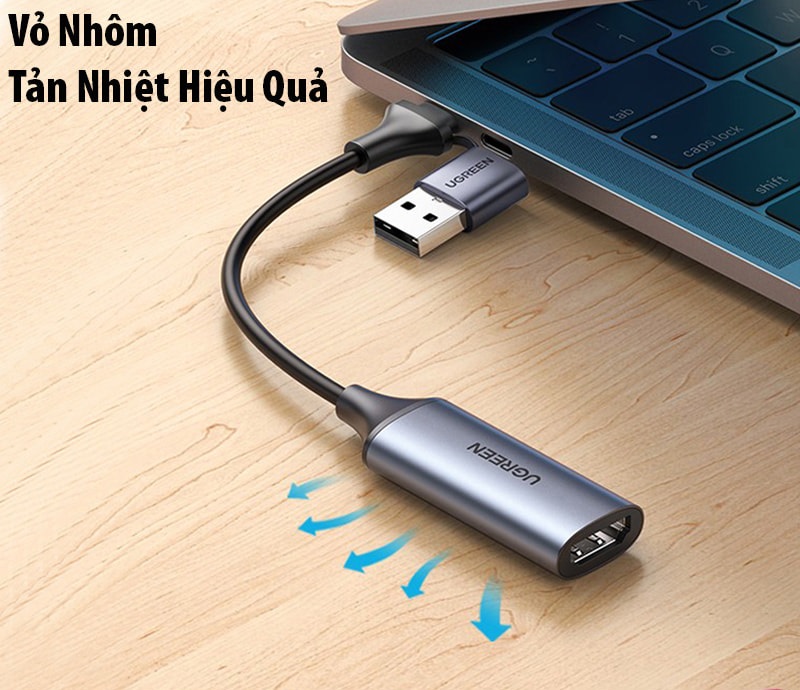 Thiết bị ghi hình Ugreen 40189 HDMI to USB + Type C live streaming - Hàng Chính Hãng