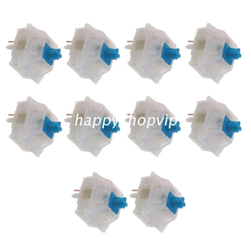 HSV 10Pcs Gateron Switche 5Pin Milky Blue Switch Mechanical Keyboard Gateron MX Switches Transparent Case fit GK61 GK64 GH60