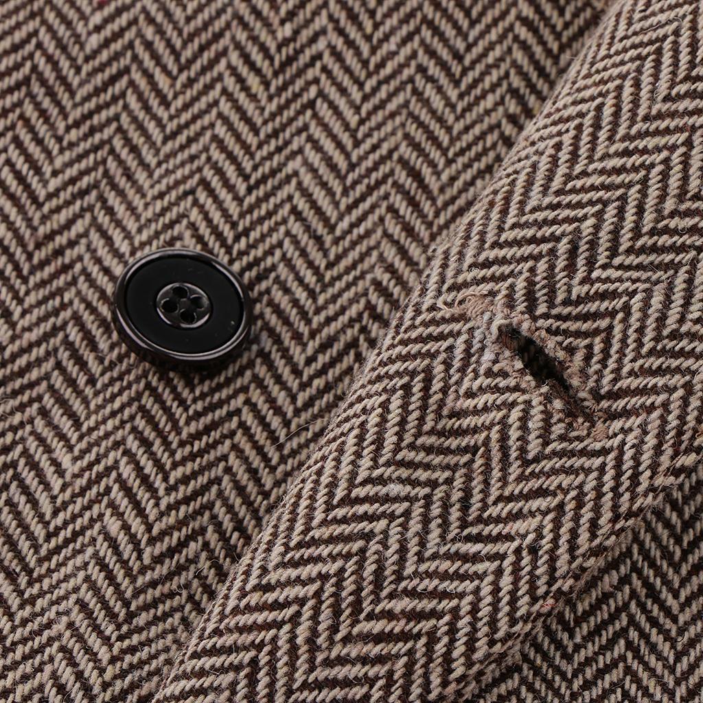 Men's Herringbone Tweed Suit Vest Slim Fit Waistcoat Groom Formal Vest