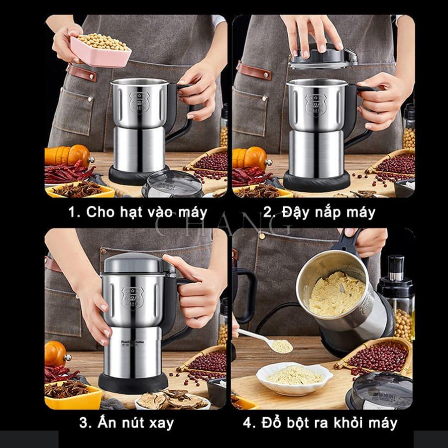 Máy Xay Hạt Khô Ngũ Cốc KOEN Công Suất 300W Lưỡi Dao 6 Cánh Thân Máy Bằng Thép Không Gỉ