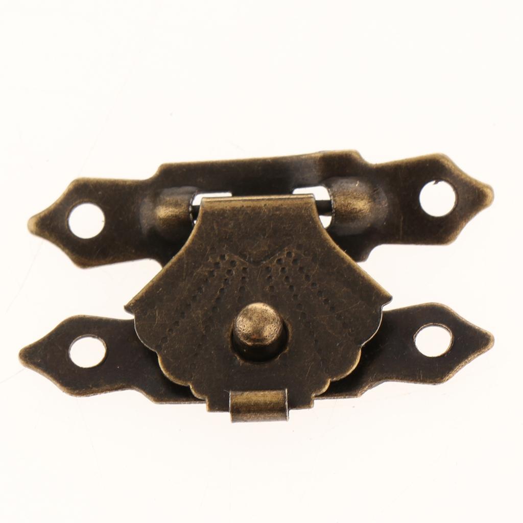 2x12pcs Wooden Box Buckle Triangle Flower Metal Hasp Latch Buckle Brown