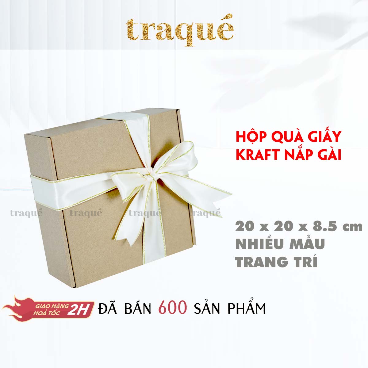 [Hộp nắp gài - 6 mẫu] Hộp quà tặng giấy Kraft thân thiện môi trường - kèm giấy lót và dây thừng trang trí