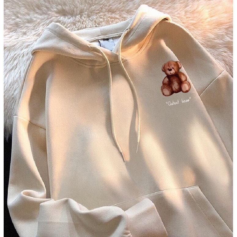Áo khoác nỉ bông cotton dày mịn - hoodie form rộng unisex 5 gấu bông - 2N Unisex