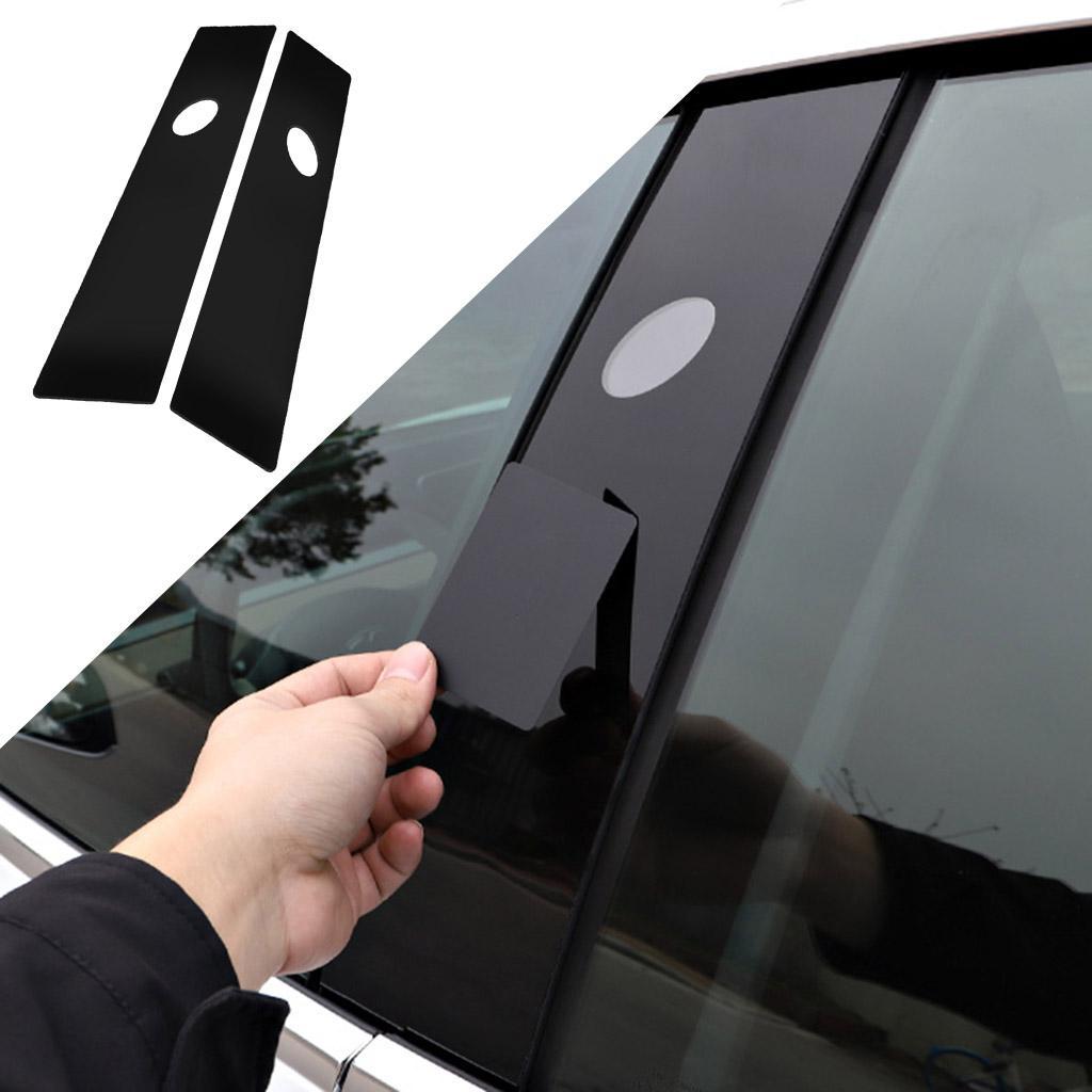 Window black B Pillar Cover Trim Sticker 2pcs stripe