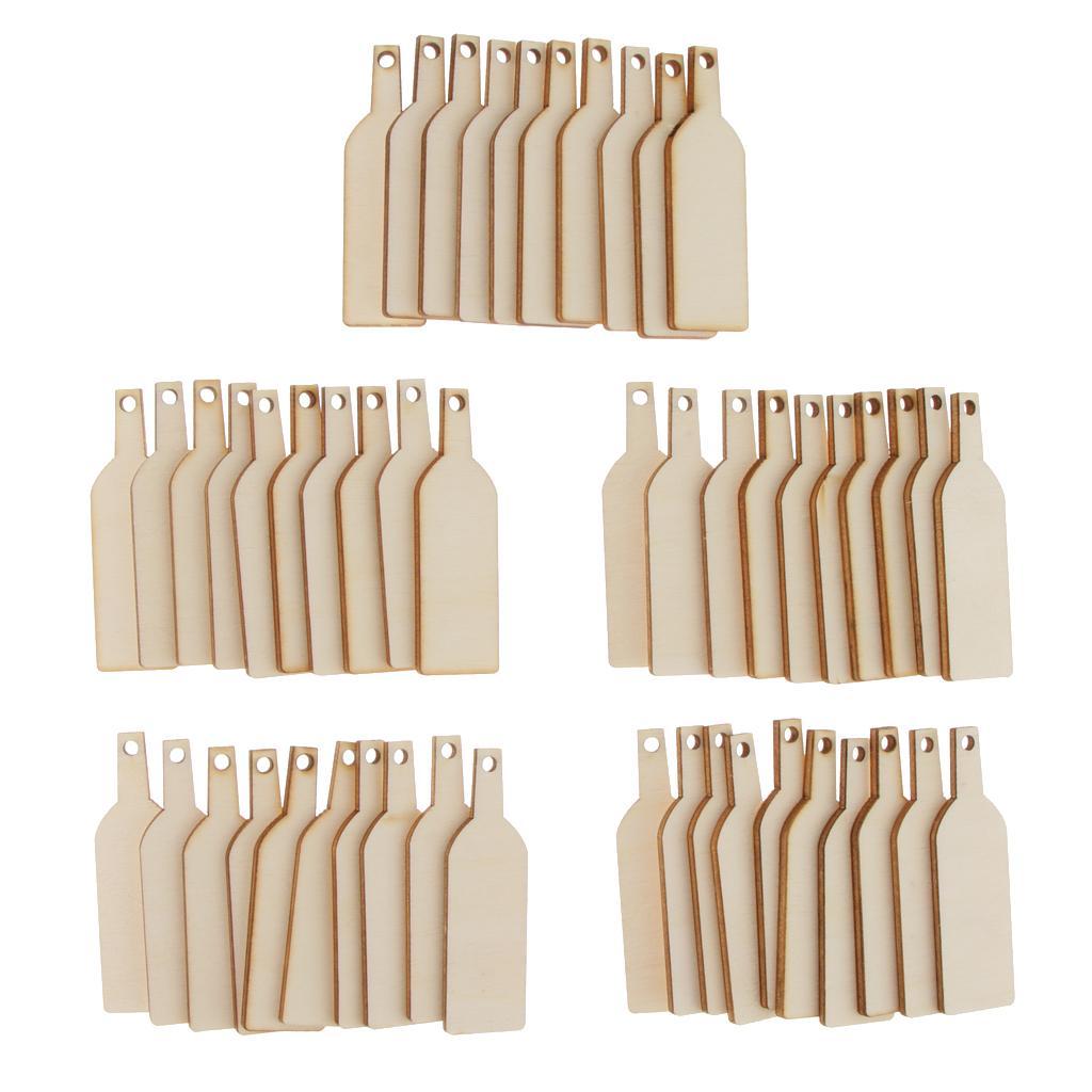 3-14pack 50 Pieces Blank Wooden Wine Bottle Cutout Gift Tags Label Ornament DIY