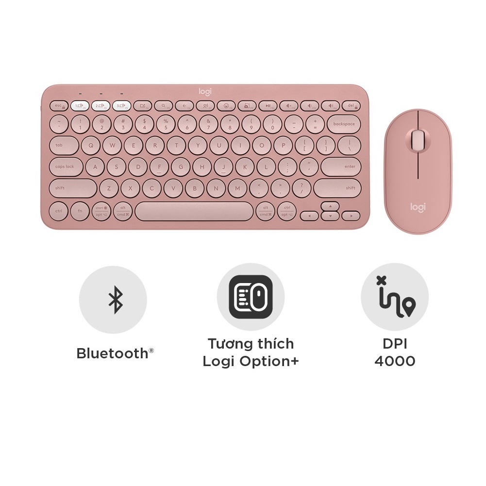 Logitech Pebble 2, Bàn phím Bluetooth Logitech K380s và chuột Bluetooth Logitech M350s - Yên tĩnh, Di động, Easy-Switch - hàng chính hãng