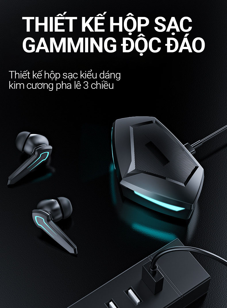 Tai Nghe Gaming Không Dây Bluetooth 5.2 Earldom - L-R30 , hỗ trợ đàm thoại độ trễ cực thấp khi chơi game, Bass mạnh mẽ - Hàng chính hãng