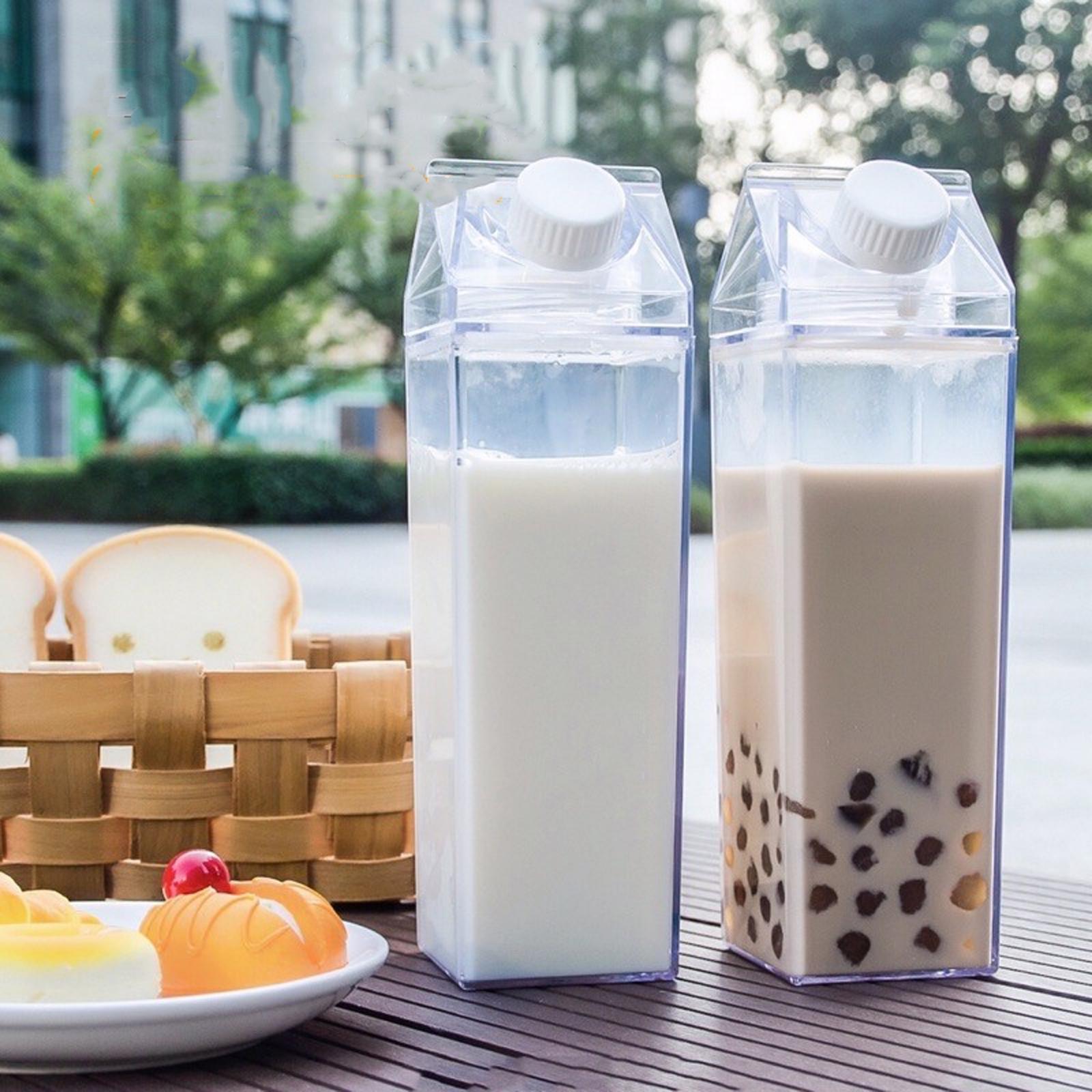 2x Milk Carton Water Bottle Portable Juice Bottle For Travel Camping Coffee