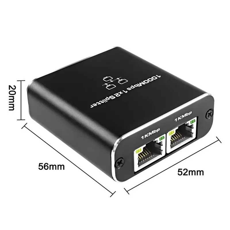 Bộ chia mạng LAN từ 1 cổng ra 2 thiết bị sử dụng cùng lúc tốc độ 1000Mbps, nguồn 5v - Hàng Nhập Khẩu
