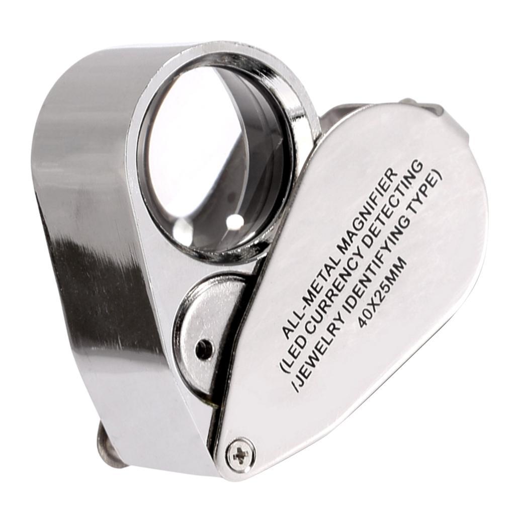 40x 25mm Glass LED Light Magnifying Magnifier Jeweler Eye Jewelry Loupe 4pcs