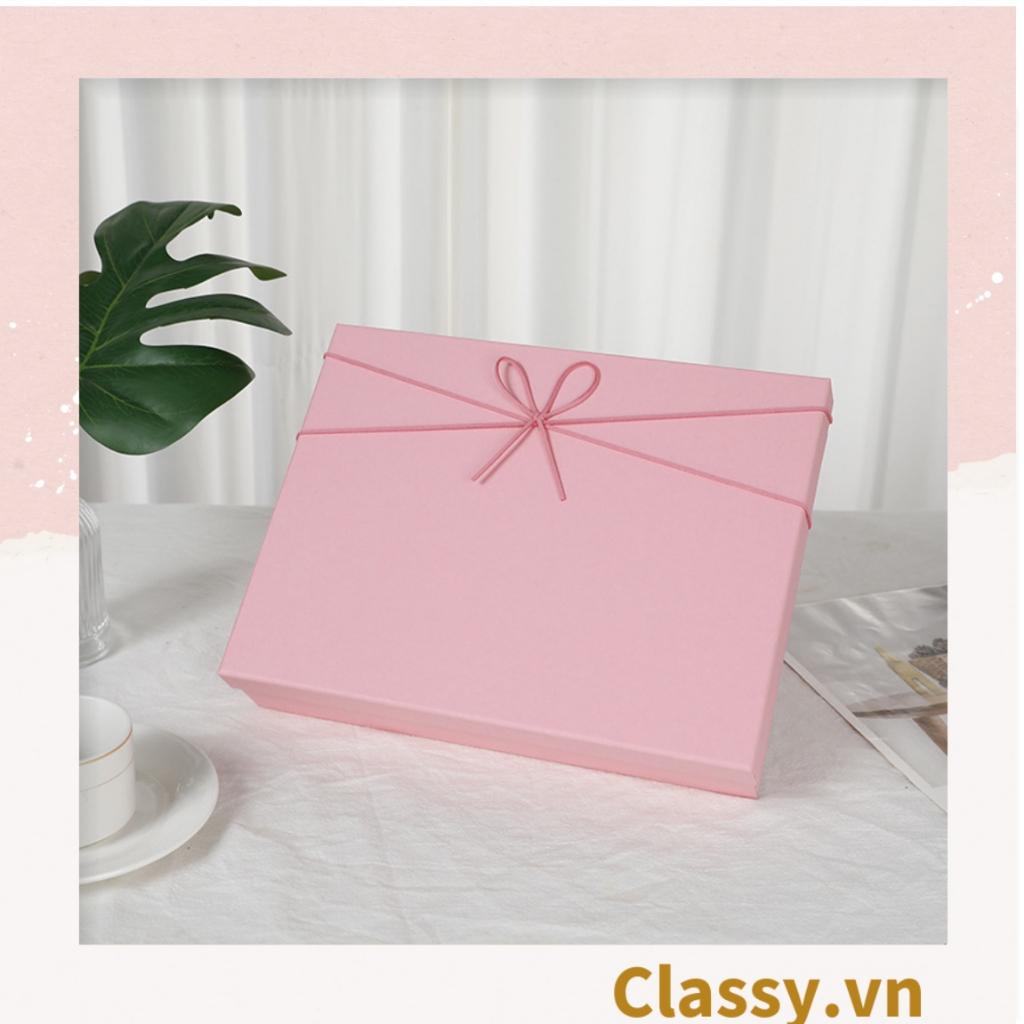 Hộp quà tặng Classy màu hồng trơn, chất liệu giấy cứng cáp Q1557