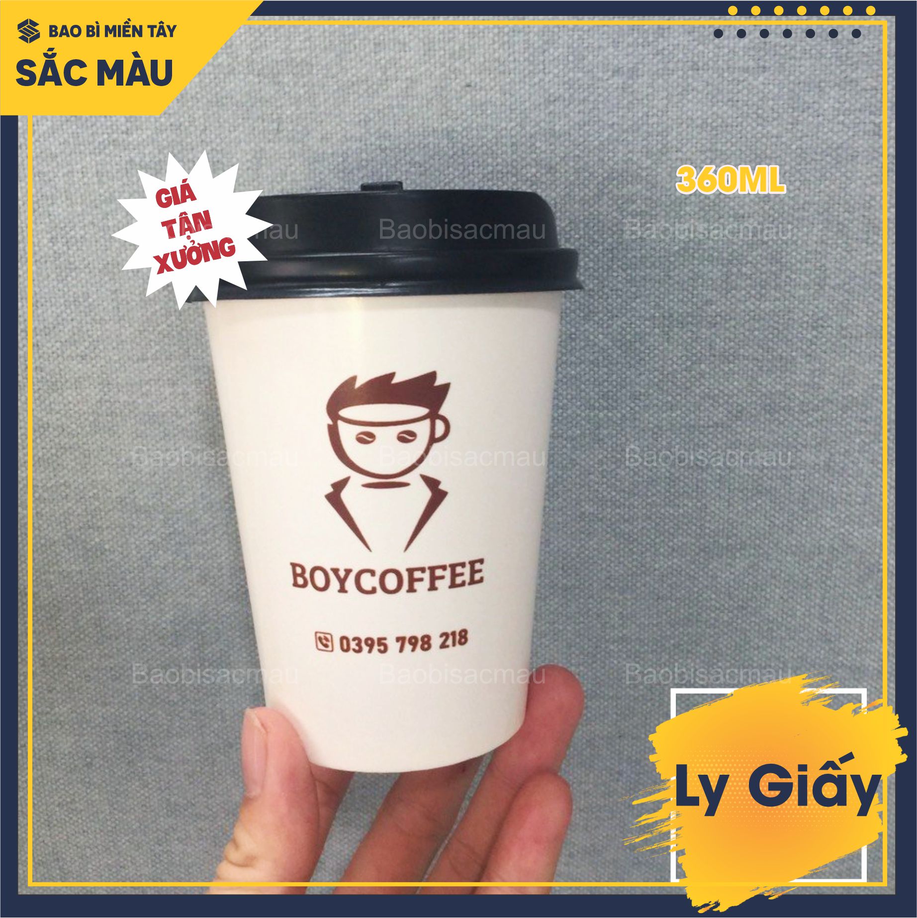 Sỉ 50 cốc giấy/ ly giấy trơn dung tích 360ML, 480ML và 660ML