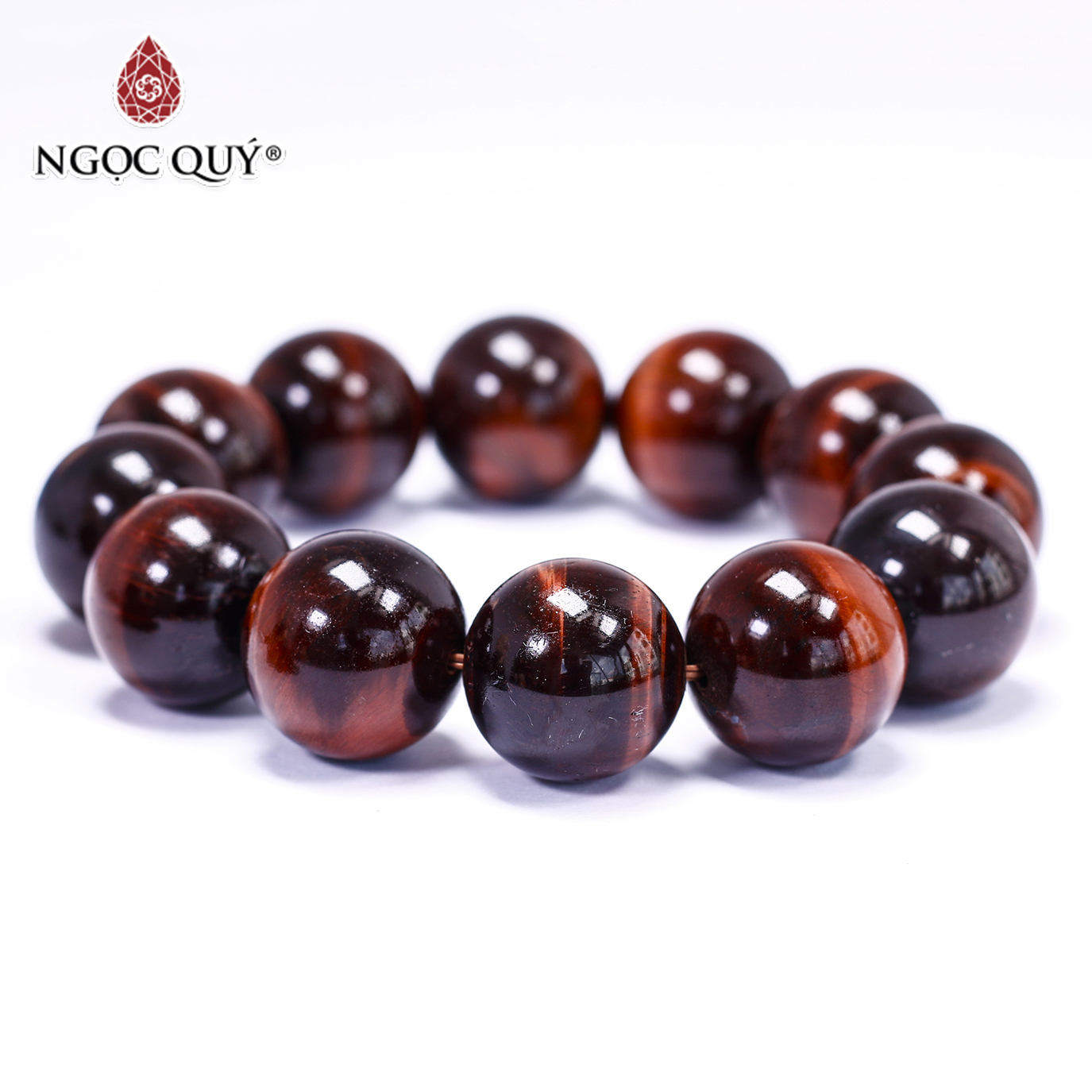 Vòng tay đá thạch anh mắt hổ nâu đỏ size hạt 18mm mệnh hỏa, thổ - Ngọc Quý Gemstones