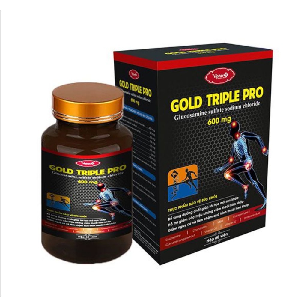 Viên Xương Khớp GOLD TRIPLE PRO Vinaphar - Lọ 60 Viên - Giảm Các Triệu Chứng Thoái Hóa khớp, Viêm KHớp